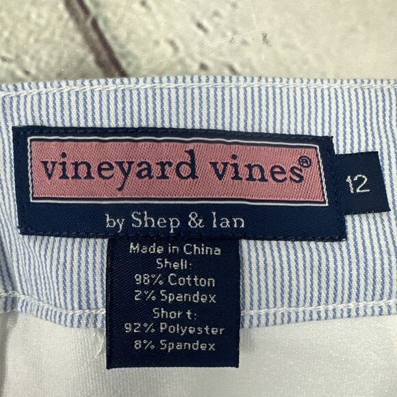 Vineyard Vines Blue Striped "Tee Time" Embroidered Skort, Size 12 - Picture 8 of 9